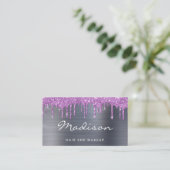 Moderner Lila Glitzer Tropfen Stylist Visitenkarte (Stehend Vorderseite)