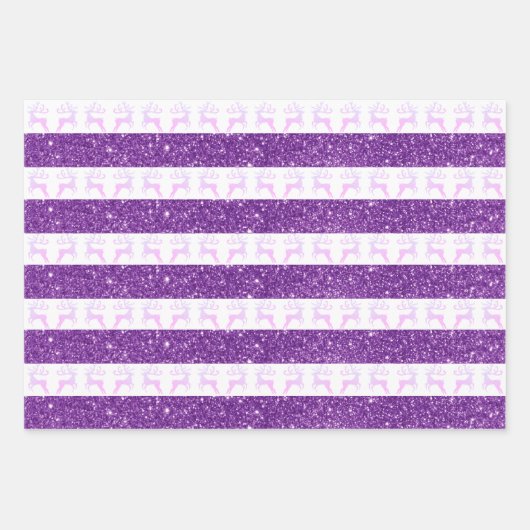 Moderner Lila Glitzer Weihnachtsmann Geschenkpapier Set (Vorderseite)