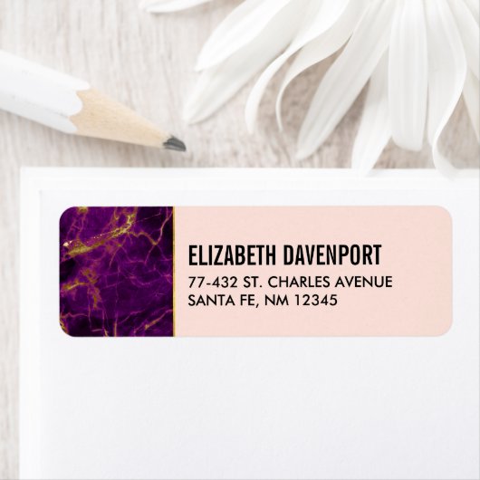 Moderner Lila-Gold-Abstrakter Marmor (Insitu)