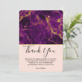 Moderner Lila-Gold-Abstrakter Marmor Dankeskarte (Stehend Vorderseite)