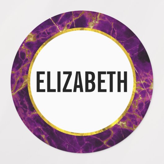 Moderner Lila-Gold-Abstrakter Marmor Etiketten (Design 1)
