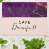 Moderner Lila-Gold-Abstrakter Marmor Geschirrtuch (Gefaltet)