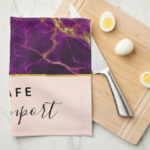 Moderner Lila-Gold-Abstrakter Marmor Geschirrtuch (Viertel Falte)