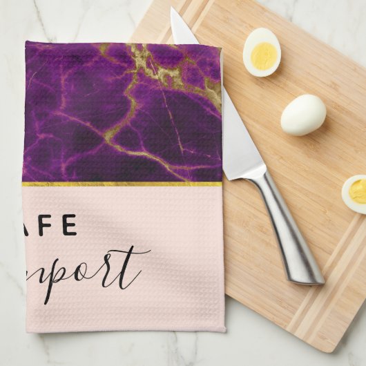 Moderner Lila-Gold-Abstrakter Marmor Geschirrtuch (Viertel Falte)
