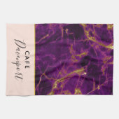 Moderner Lila-Gold-Abstrakter Marmor Geschirrtuch (Horizontal)
