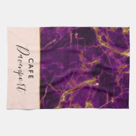 Moderner Lila-Gold-Abstrakter Marmor Geschirrtuch
