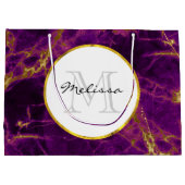 Moderner Lila-Gold-Abstrakter Marmor Große Geschenktüte (Rückseite)