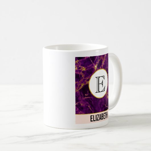 Moderner Lila-Gold-Abstrakter Marmor Kaffeetasse (VorderseiteRechts)