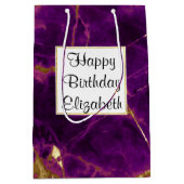 Moderner Lila-Gold-Abstrakter Marmor Mittlere Geschenktüte (Vorderseite)