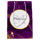 Moderner Lila-Gold-Abstrakter Marmor Mittlere Geschenktüte (Vorderseite)