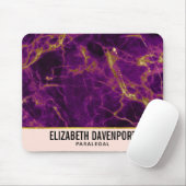 Moderner Lila-Gold-Abstrakter Marmor Mousepad (Mit Mouse)