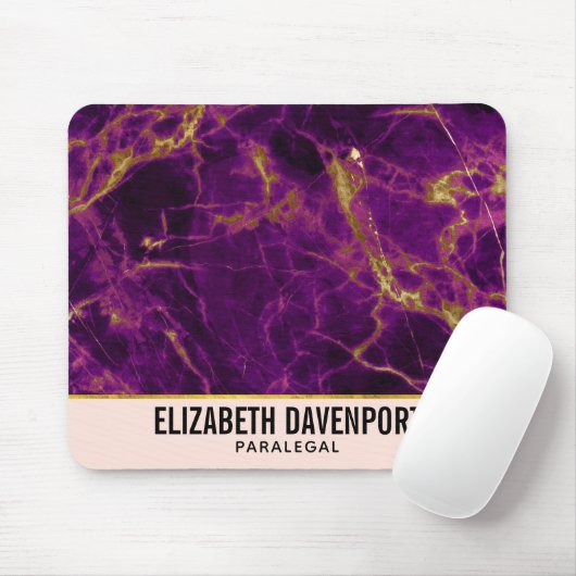 Moderner Lila-Gold-Abstrakter Marmor Mousepad (Mit Mouse)