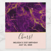 Moderner Lila-Gold-Abstrakter Marmor Weinetikett (Einzelnes Label)