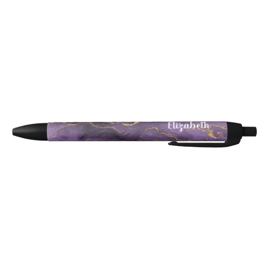 Moderner Lila Gold Agate Geode Pen Kugelschreiber (Unterseite)