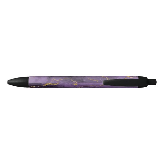 Moderner Lila Gold Agate Geode Pen Kugelschreiber (Rückseite)