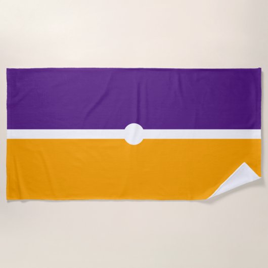 Moderner Lila, goldgelber Farbblock Strandtuch (Vorderseite)