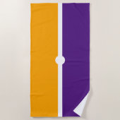 Moderner Lila, goldgelber Farbblock Strandtuch (Vorderseite)