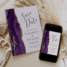 Moderner Lila Goldlavender Save the Date
