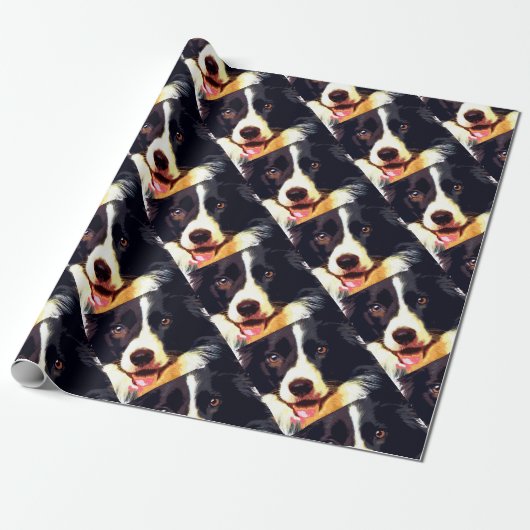 moderner lila Grenzcollie Geschenkpapier (Ungerollt)