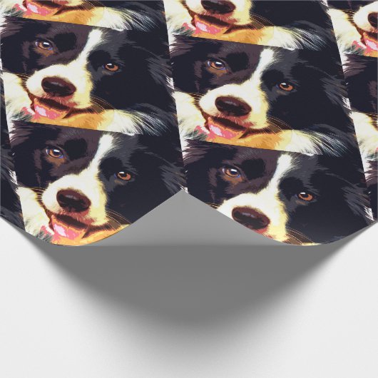moderner lila Grenzcollie Geschenkpapier (Ecke)