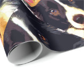 moderner lila Grenzcollie Geschenkpapier (Rolleneckpunkt)