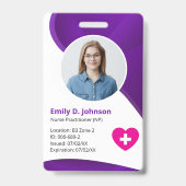 Moderner Lila Krankenpfleger NP Ausweis (Vorderseite)