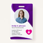 Moderner Lila Krankenpfleger NP Ausweis (Vorderseite)