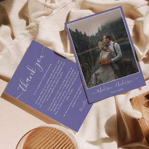 Moderner Lila Lavendel mit Zwei-Foto-Hochzeit Dankeskarte