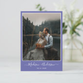 Moderner Lila Lavendel mit Zwei-Foto-Hochzeit Dankeskarte (Stehend Vorderseite)