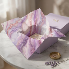 Moderner Lila Lavendelmarbor mit Glitzer-Venen Seidenpapier
