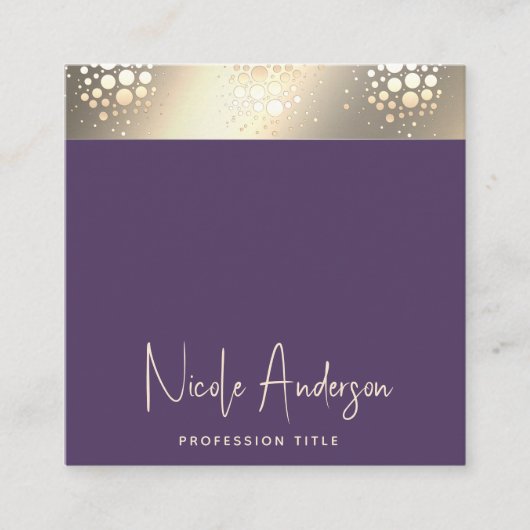 Moderner lila Luxus-Goldcode Konfetti QR Quadratische Visitenkarte (Vorderseite)