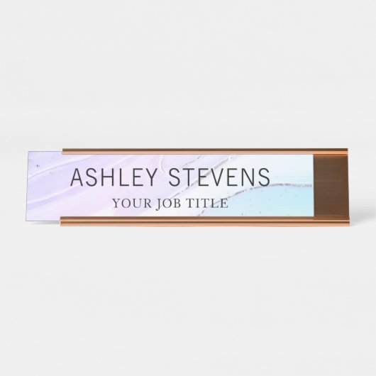 Moderner Lila Marmorbüromitarbeiter Schreibtischnamensplakette (Vorderseite )