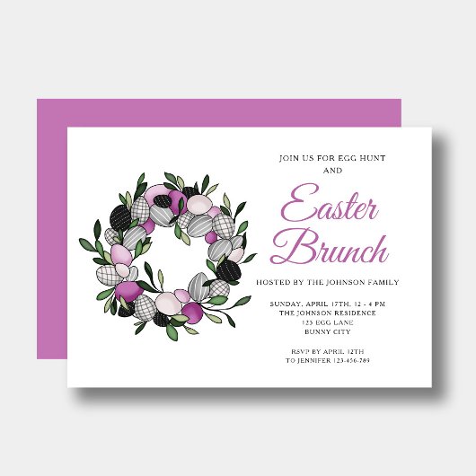 Moderner Lila Osterbrunch Einladung