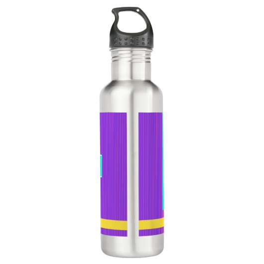 Moderner Lila Personalisierter Name Edelstahlflasche (Rückseite)