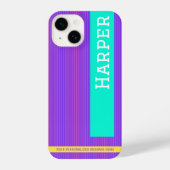 Moderner Lila Personalisierter Name iPhone Case Hülle (Rückseite)