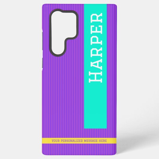 Moderner Lila Personalisierter Name Samsung Galaxy Hülle (Rückseite)