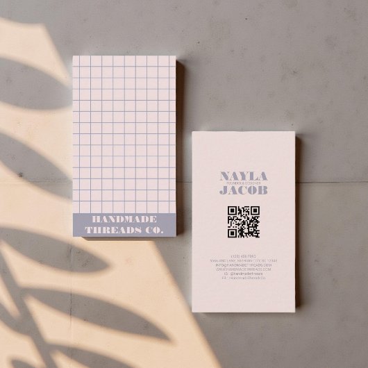 Moderner Lila Prüfmuster QR-Code Visitenkarte