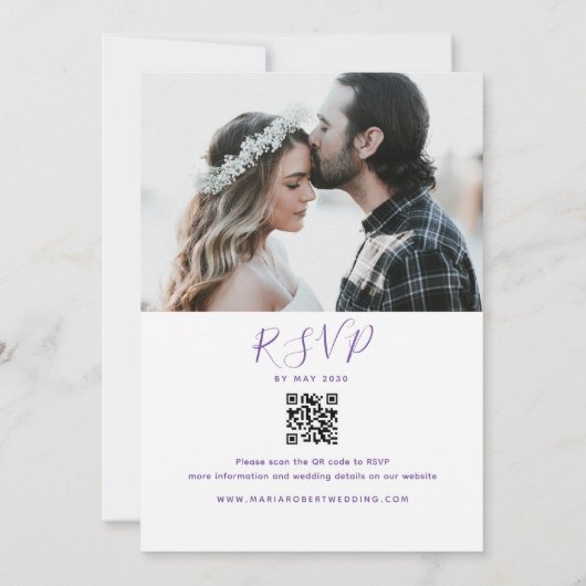 Moderner Lila QR-Code einladen Einladung (Rückseite)