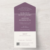 Moderner Lila QR-Code Elegante Hochzeit All In One Einladung (Innen Boden)