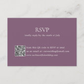 Moderner Lila QR-Code Elegante Hochzeit RSVP Karte (Vorderseite)