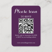Moderner Lila QR Code & UAWG Wedding Begleitkarte (Vorderseite)