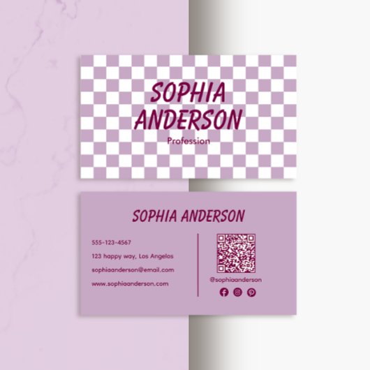 Moderner Lila QR-Code Visitenkarte