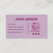 Moderner Lila QR-Code Visitenkarte (Rückseite)