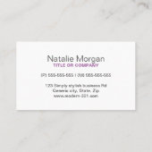 Moderner lila Redakteur für minimalistische Litera Visitenkarte (Rückseite)