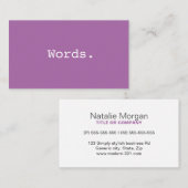 Moderner lila Redakteur für minimalistische Litera Visitenkarte (Vorne/Hinten)