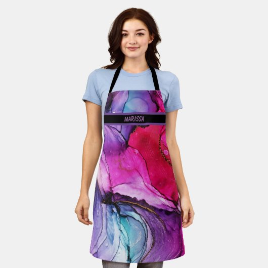 Moderner Lila rosafarbener, benutzerdefinierbarer  Schürze (Getragen)