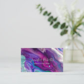 Moderner Lila, rosafarbener Marmorkünstler Visitenkarte (Stehend Vorderseite)