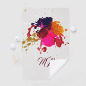 Moderner Lila rosafarbener Spritzer Golfhandtuch (Insitu)