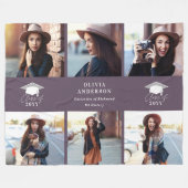 Moderner lila Script-Abschluss mit mehreren Fotos Fleecedecke (Vorderseite (Horizontal))