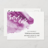 Moderner Lila Splitter Save the Date Post Ankündigungspostkarte (Vorne/Hinten)